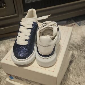 Alexander McQueen Kids Sneakers - Glittery Blue and White